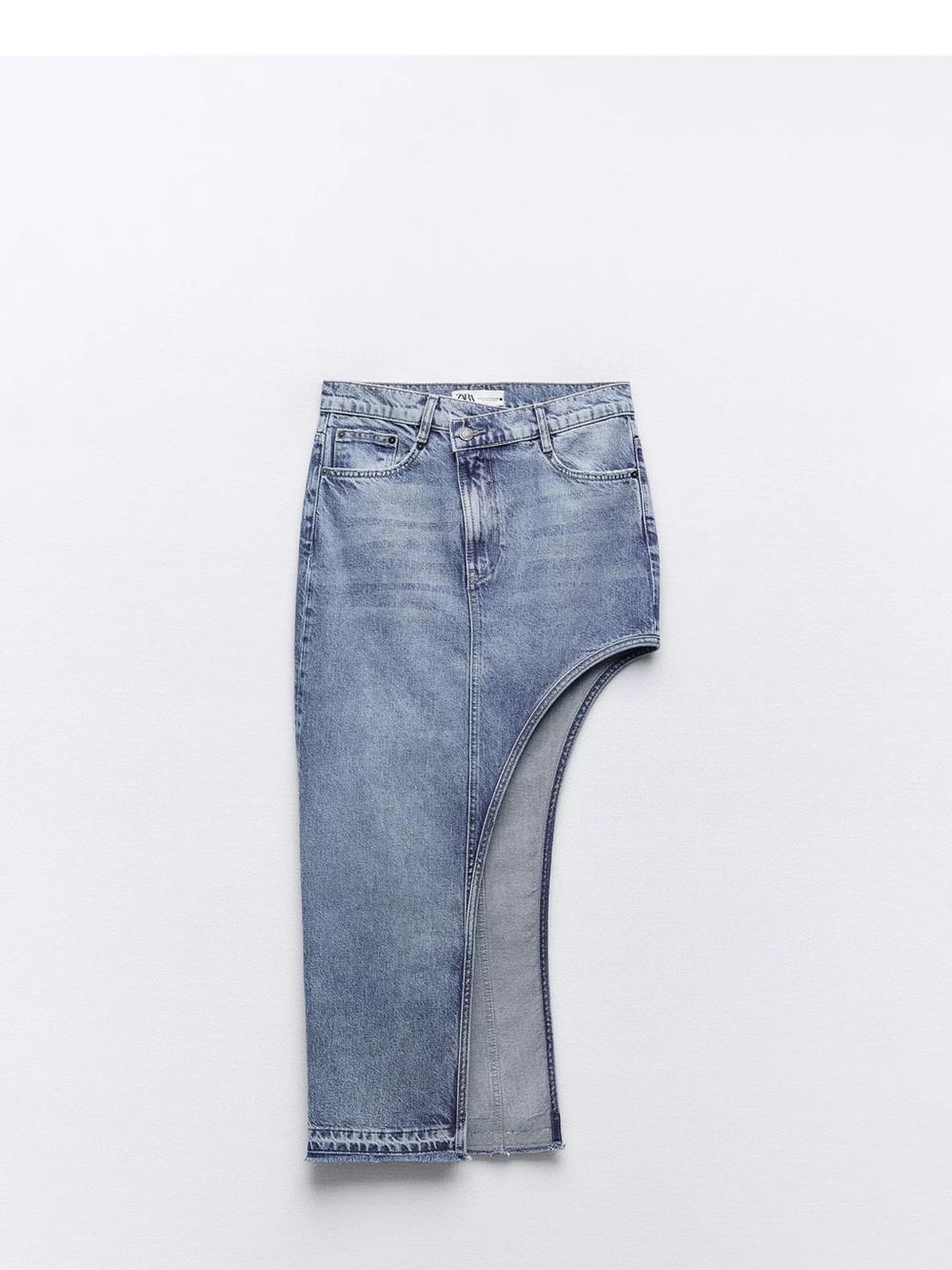 Zara Light Blue Asymmetrical Denim Skirt-Jeans